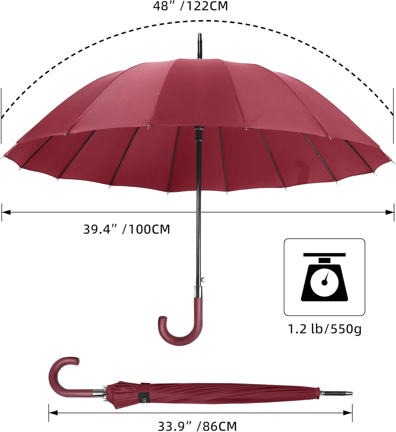 16k golf umbrella with j handle wind resistant 5
