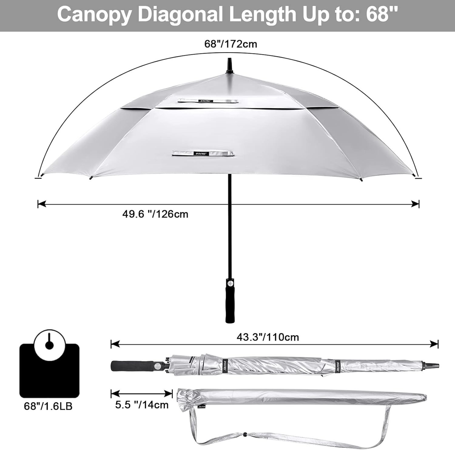 6268 inch square golf umbrella double canopy 2