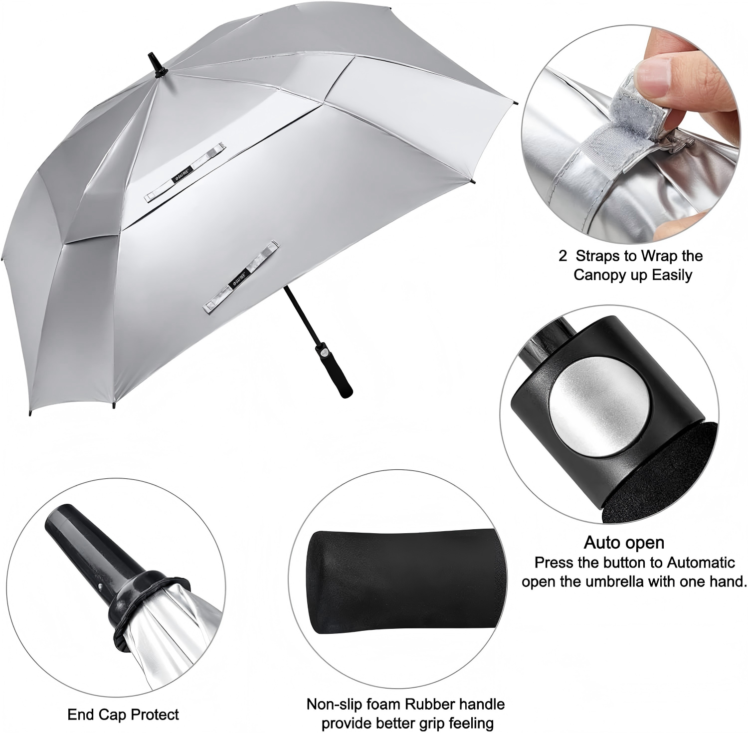 6268 inch square golf umbrella double canopy 3
