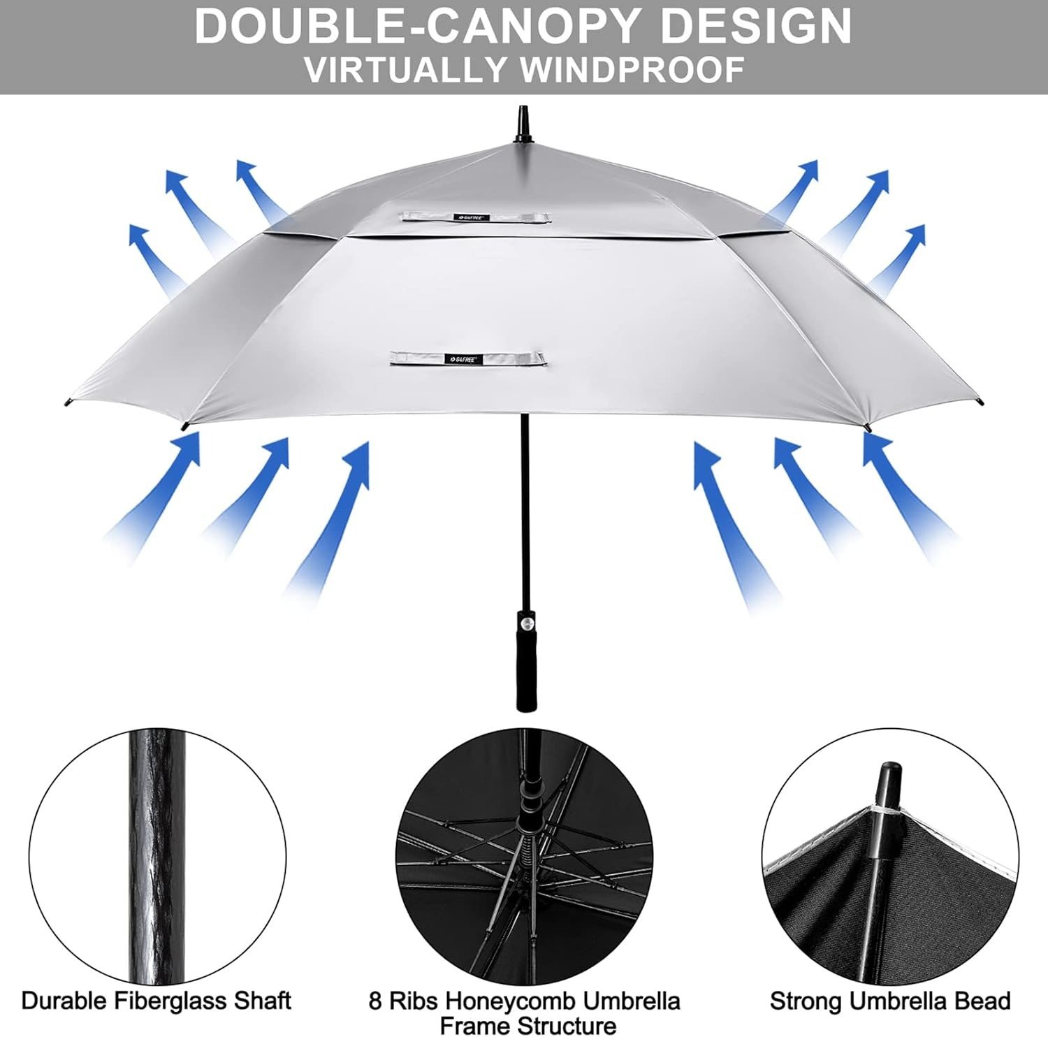 6268 inch square golf umbrella double canopy 4