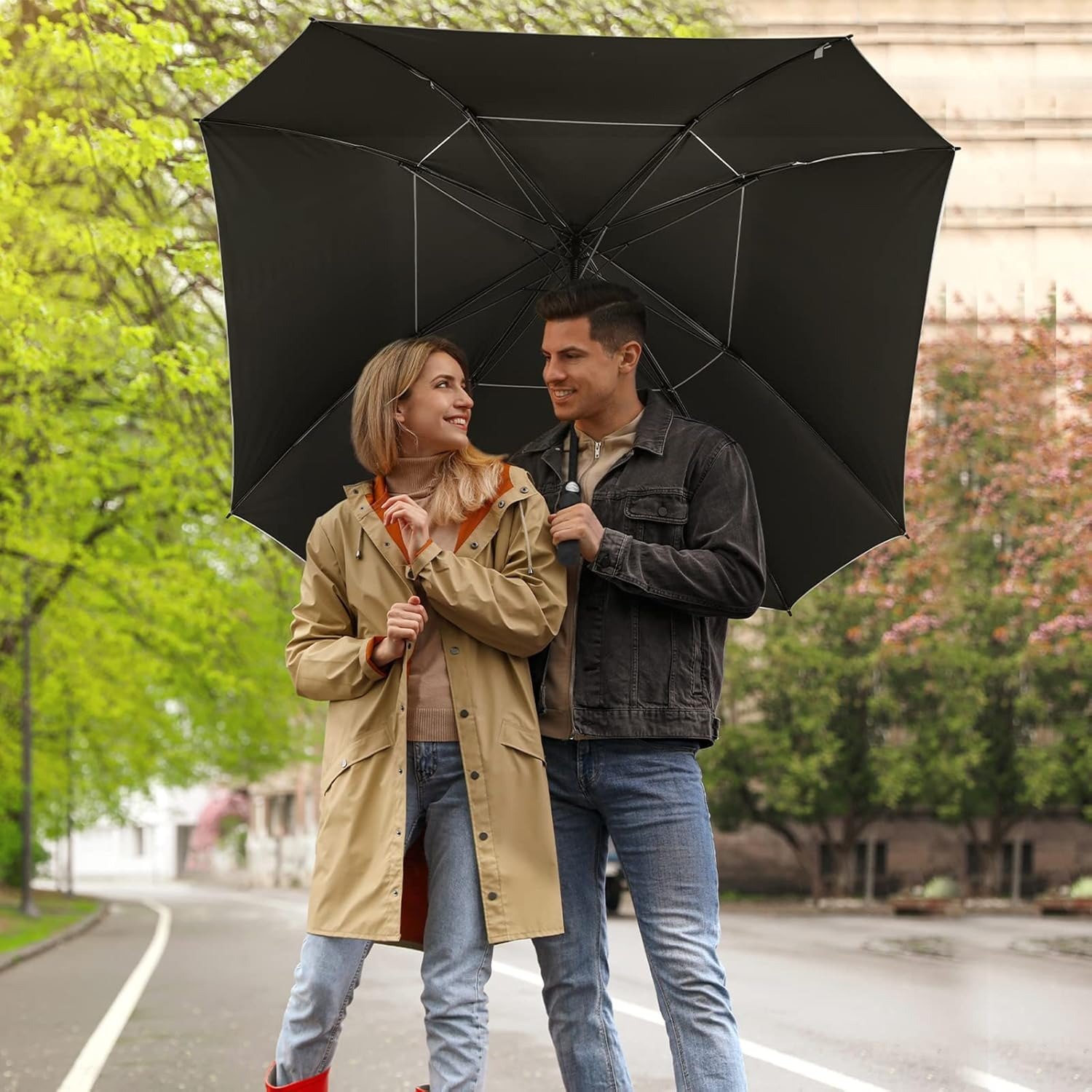 6268 inch square golf umbrella double canopy 7