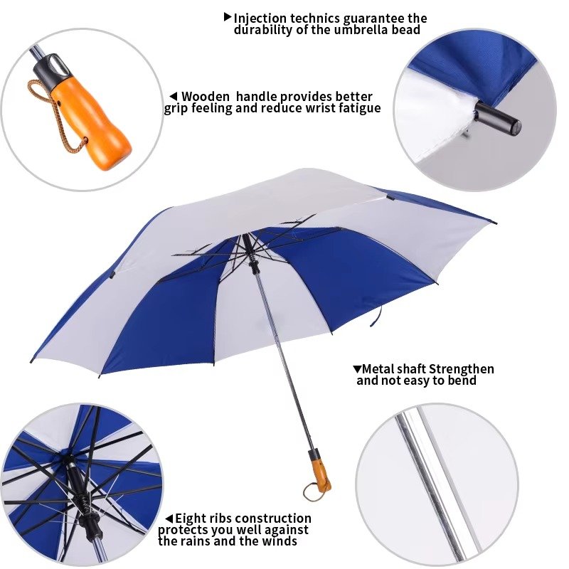 portable folding umbrella sun shade wooden handle automatic 27 inch 2 fold umbrella that folds quickly